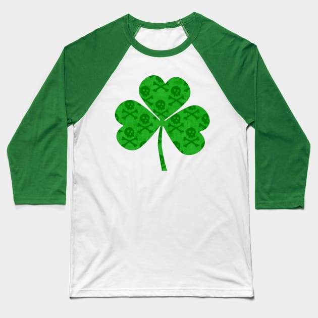 Skull & Crossbones Shamrock Baseball T-Shirt by ARTWORKandBEYOND